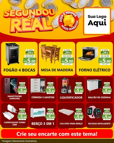 Modelo de Rede Social para Feed Instagram com o tema Segundou do Real para Móveis e Eletro