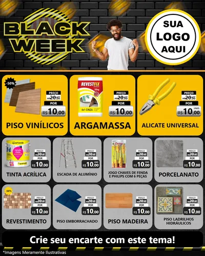 Modelo de Rede Social para Feed Instagram com o tema Black Week para Material para Construção
