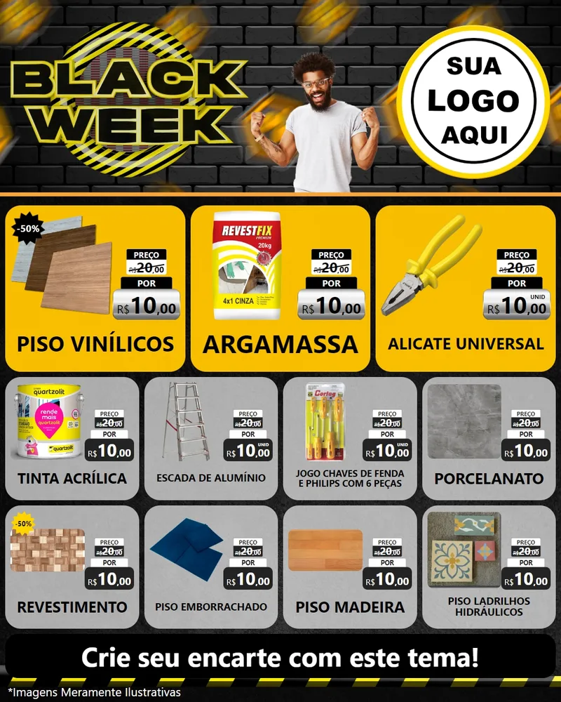 Modelo de Rede Social para Feed Instagram com o tema Black Week para Material para Construção