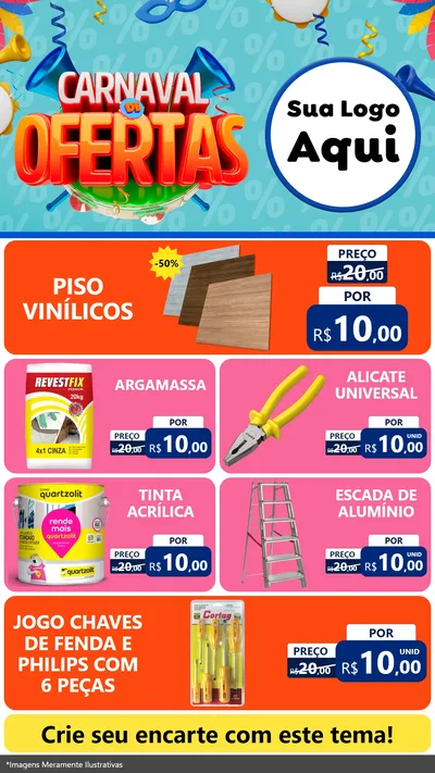 Modelo de TV para TV Vertical com o tema Carnaval de Ofertas para Material para Construção