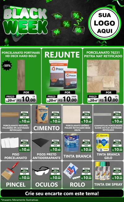 Modelo de Encarte para Encarte Grande com o tema Black Week para Pisos e revestimentos