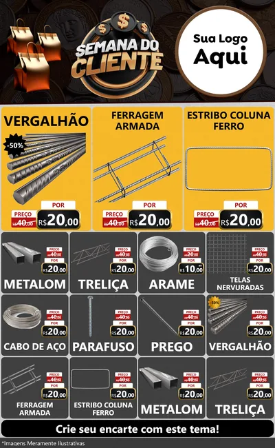 Modelo de Encarte para Encarte Grande com o tema Semana do Cliente para Ferragens
