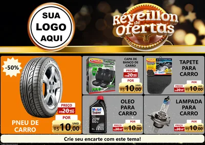 Modelo de Encarte para Encarte A4 Horizontal com o tema Réveillon de Ofertas para Auto peças