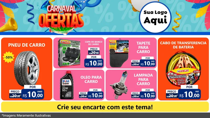 Modelo de TV para TV Horizontal com o tema Carnaval de Ofertas para Auto peças