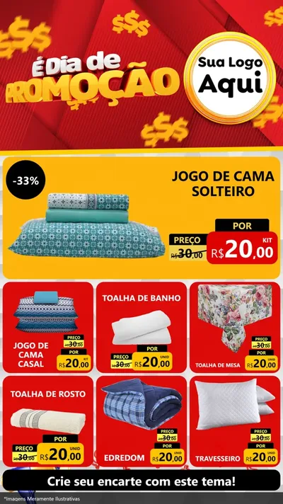 Modelo de Rede Social para Stories com o tema É Dia De Promoção para Cama, Mesa e Banho