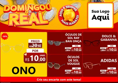 Modelo de Encarte para Encarte A4 Horizontal com o tema Domingou do Real para Óticas