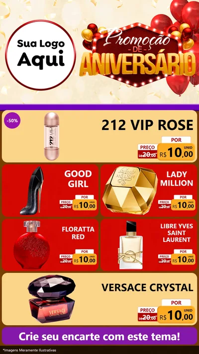 Modelo de TV para TV Vertical com o tema Promoção de Aniversário para Perfumes