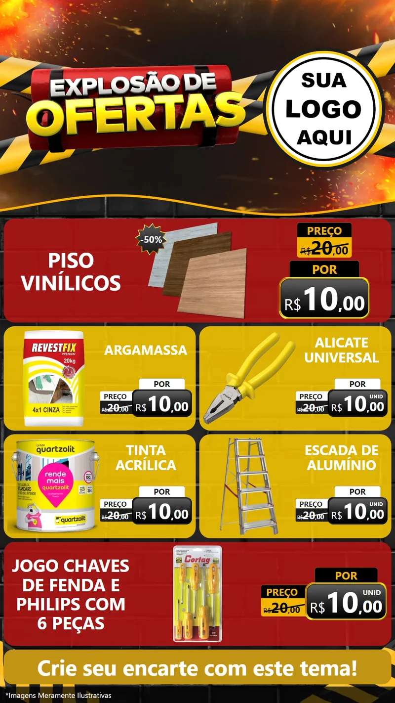 Modelo de TV para TV Vertical com o tema Explosão de Ofertas para Material para Construção
