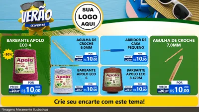 Modelo de TV para TV Horizontal com o tema Verão de Ofertas para Armarinho e Aviamentos