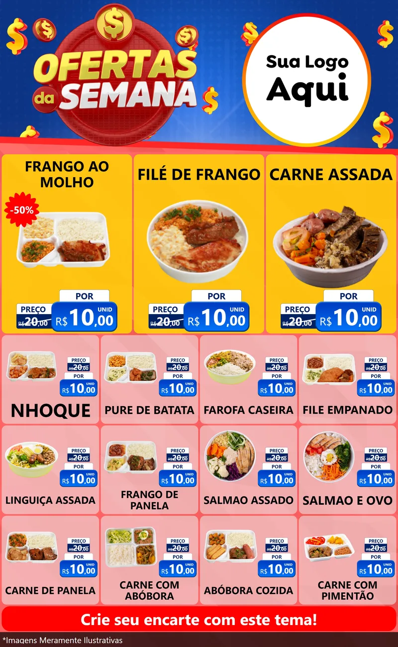Modelo de Encarte para Encarte Grande com o tema Ofertas Da Semana para Restaurante