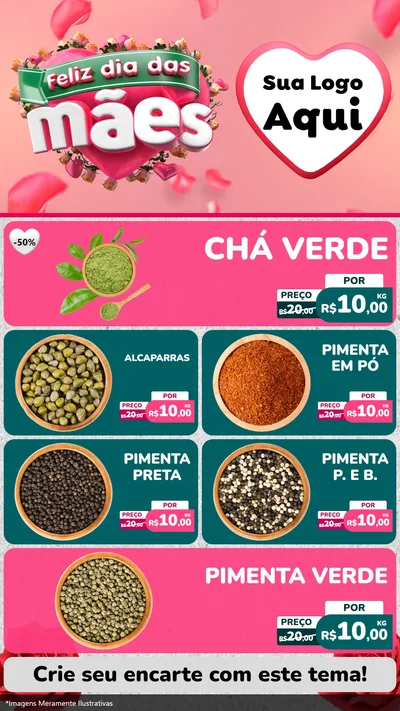 Modelo de TV para TV Vertical com o tema Feliz Dia das Mães para Produtos Naturais