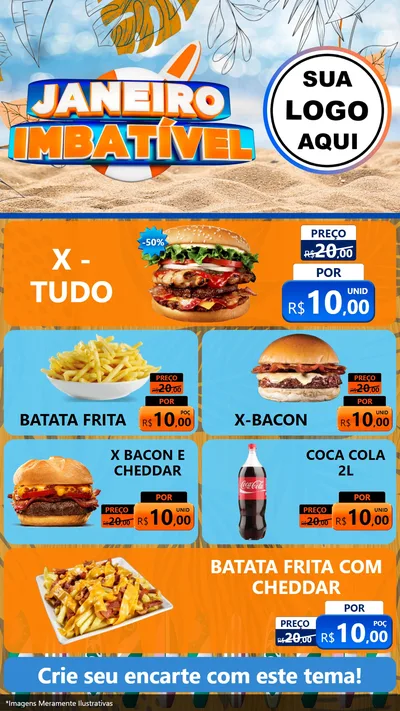 Modelo de TV para TV Vertical com o tema Janeiro Imbatível para Hamburgueria