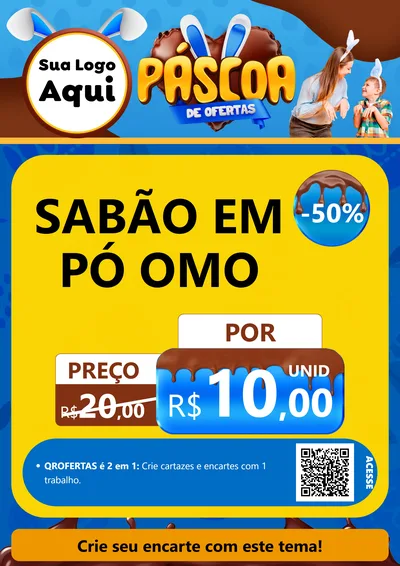Modelo de Cartaz para Cartaz A4 Vertical com o tema Páscoa de Ofertas para Produtos de Limpeza