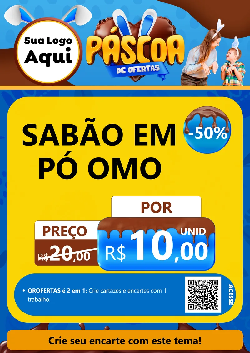 Modelo de Cartaz para Cartaz A4 Vertical com o tema Páscoa de Ofertas para Produtos de Limpeza