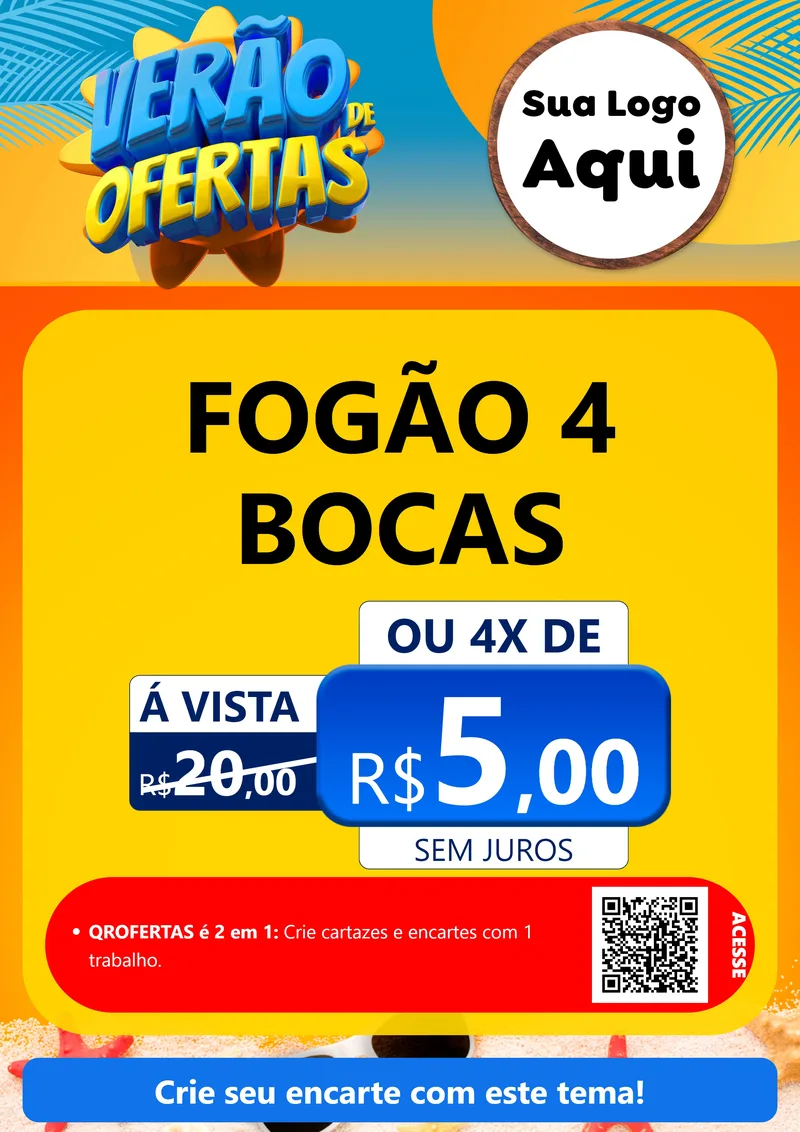Modelo de Cartaz para Cartaz A4 Vertical com o tema Verão de Ofertas para Móveis e Eletro