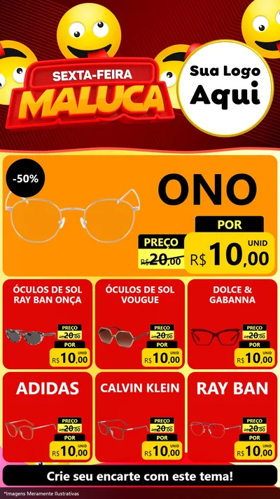 Modelo de Rede Social para Stories com o tema Sexta-feira Maluca para Óticas