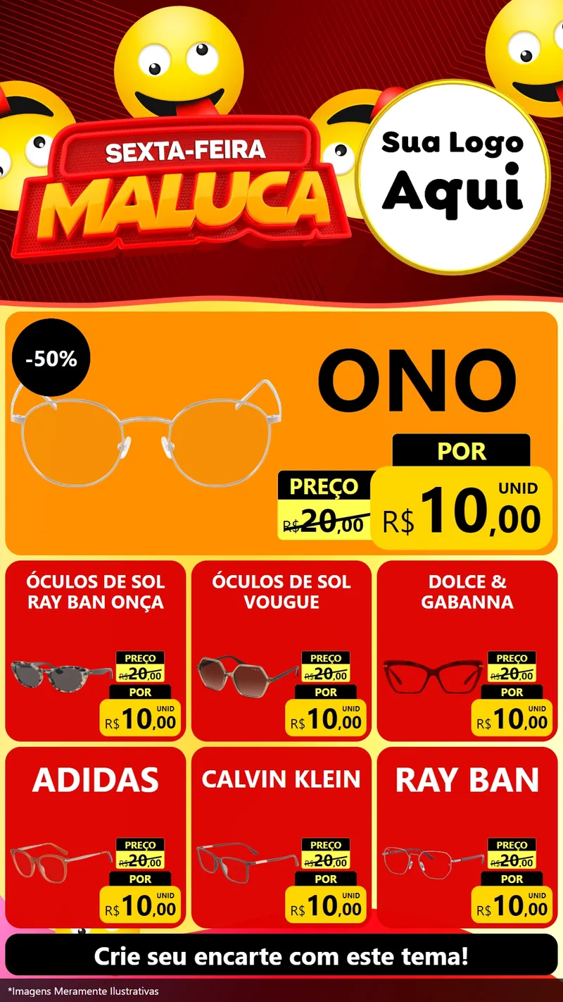 Modelo de Rede Social para Stories com o tema Sexta-feira Maluca para Óticas