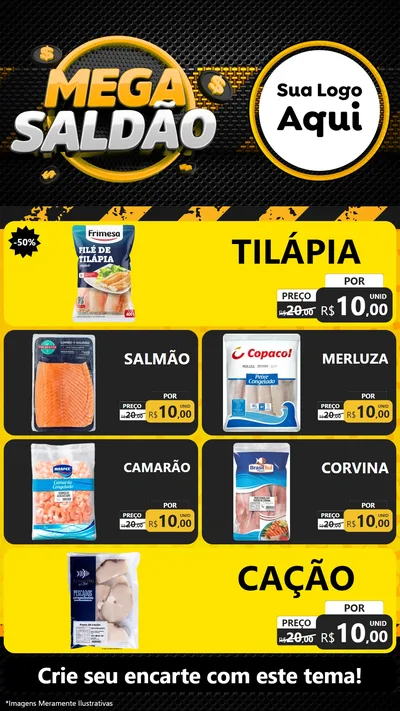 Modelo de TV para TV Vertical com o tema Mega Saldão para Peixaria