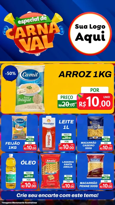Modelo de Rede Social para Stories com o tema Especial de Carnaval para Supermercado