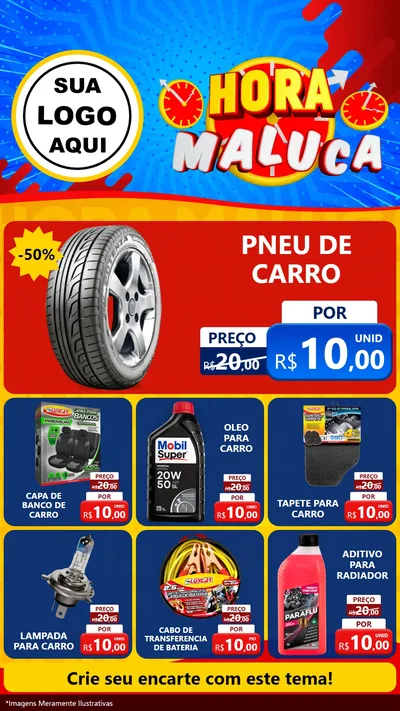 Modelo de Rede Social para Stories com o tema Hora Maluca para Auto peças