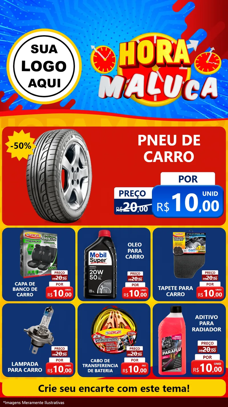 Modelo de Rede Social para Stories com o tema Hora Maluca para Auto peças