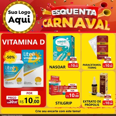 Modelo de Rede Social para Feed Facebook com o tema Esquenta Carnaval para Farmácia