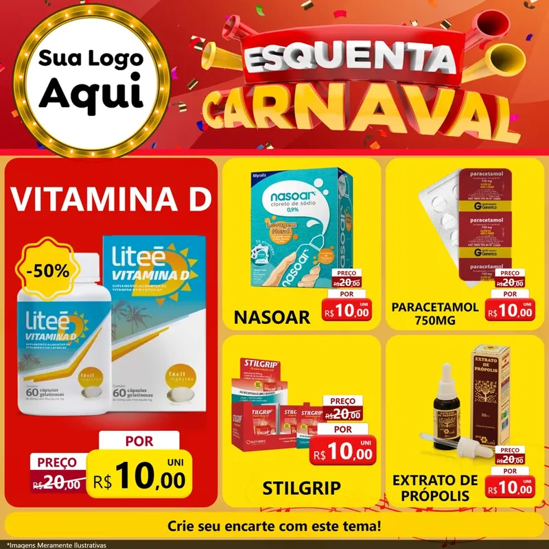 Modelo de Rede Social para Feed Facebook com o tema Esquenta Carnaval para Farmácia