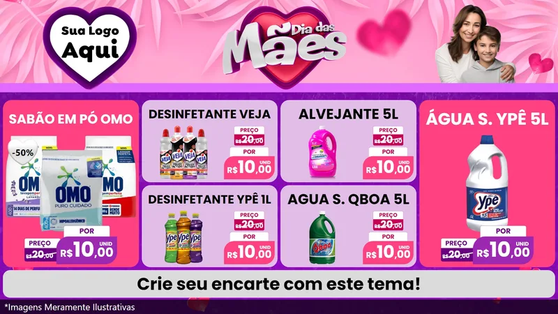 Modelo de TV para TV Horizontal com o tema Dia das Mães para Produtos de Limpeza