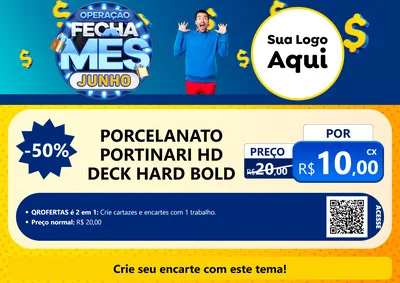 Modelo de Cartaz para Cartaz A4 Horizontal com o tema Operação Fecha Mês, Junho para Pisos e revestimentos