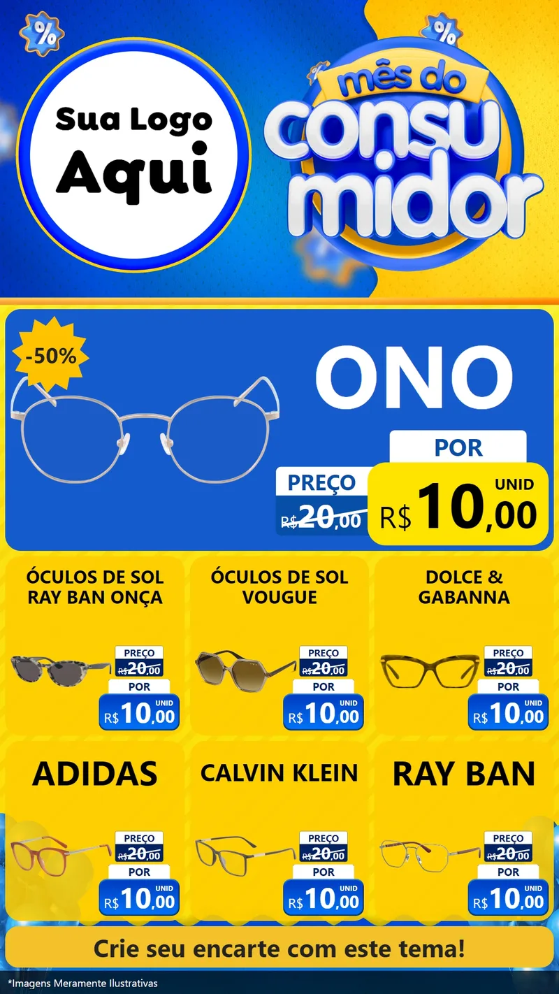 Modelo de Rede Social para Stories com o tema Mês do Consumidor para Óticas