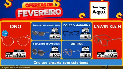 Modelo de TV para TV Horizontal com o tema Ofertas de Fevereiro para Óticas