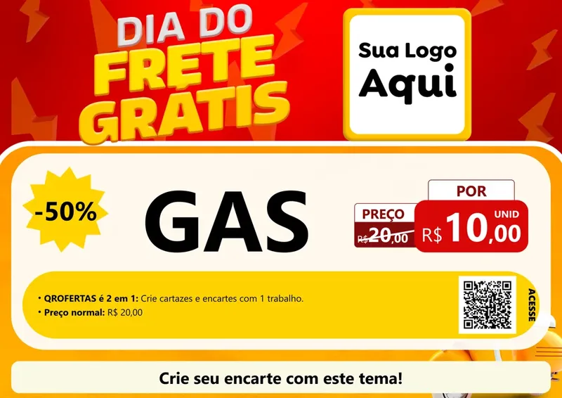 Modelo de Cartaz para Cartaz A4 Horizontal com o tema Dia do Frete Grátis para Água e gás