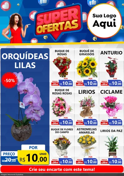 Modelo de Encarte para Encarte A4 Vertical com o tema Super Ofertas para Floricultura e jardim