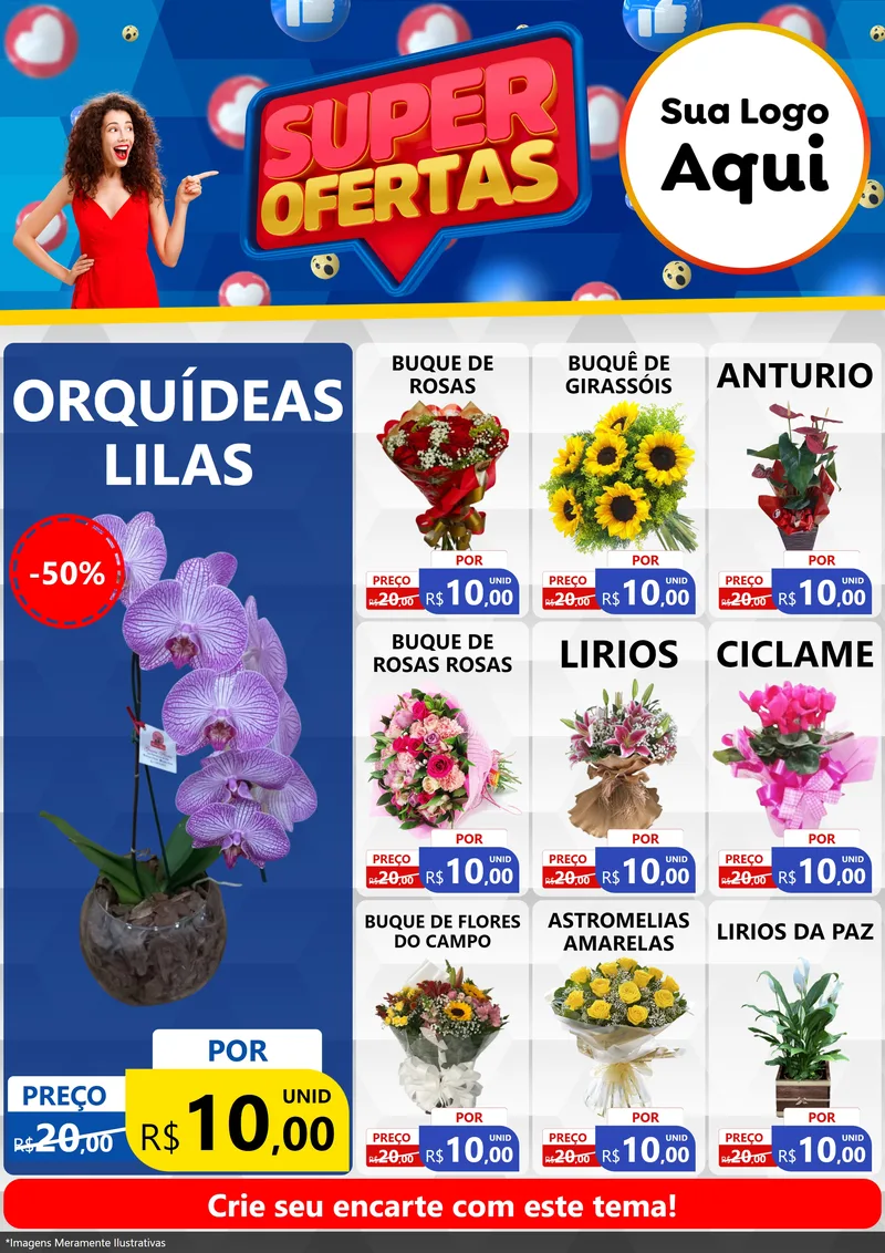 Modelo de Encarte para Encarte A4 Vertical com o tema Super Ofertas para Floricultura e jardim
