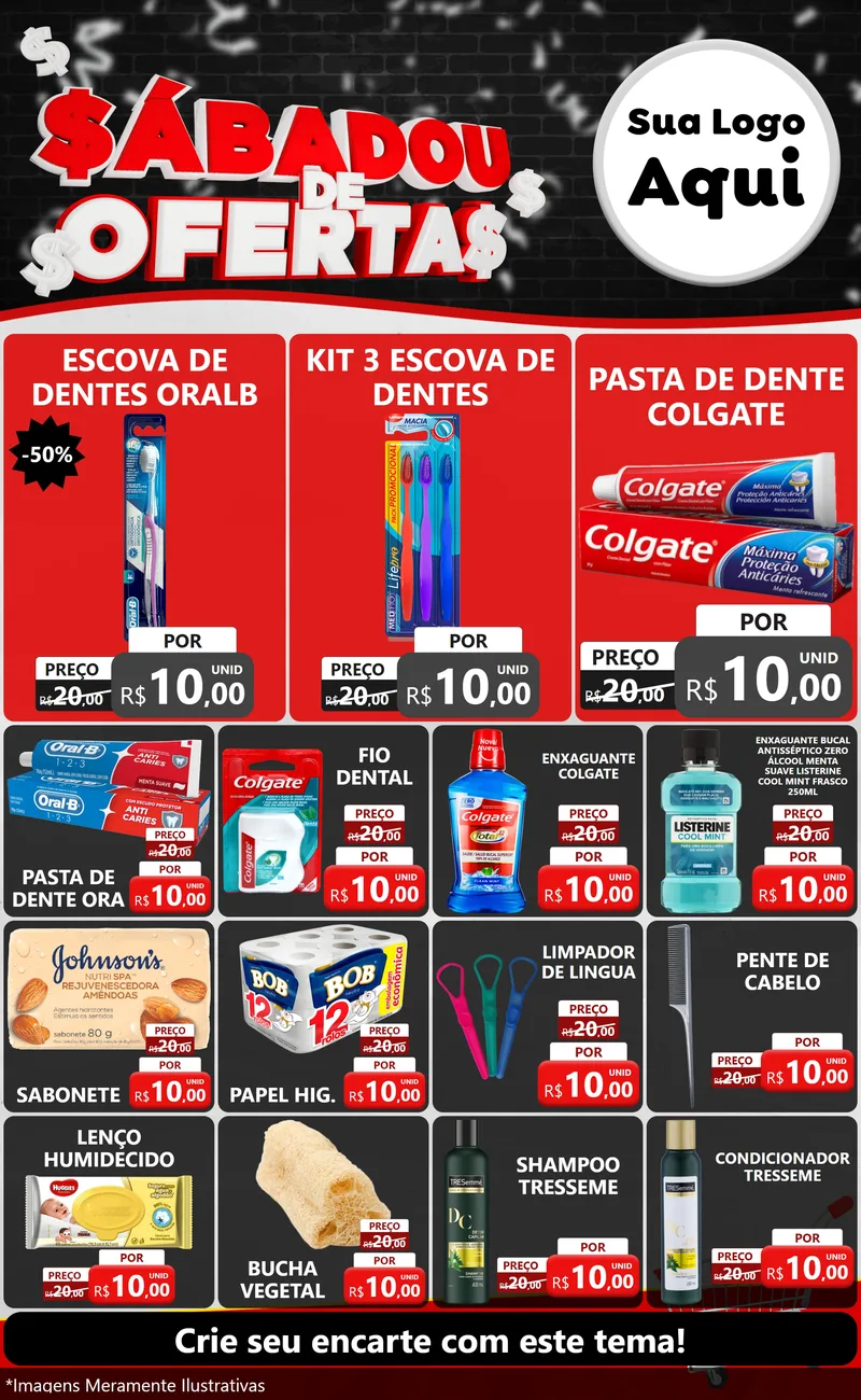 Modelo de Encarte para Encarte Grande com o tema Sabadou de Ofertas para Higiene Pessoal