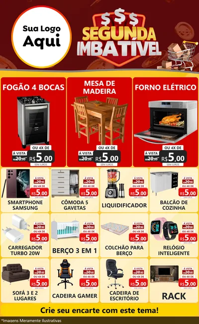 Modelo de Encarte para Encarte Grande com o tema Segunda Imbatível para Móveis e Eletro
