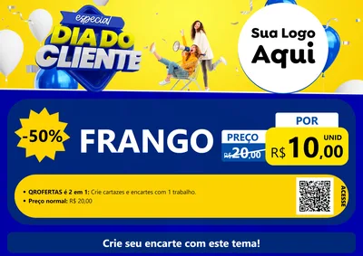 Modelo de Cartaz para Cartaz A4 Horizontal com o tema Especial Dia do Cliente para Assados