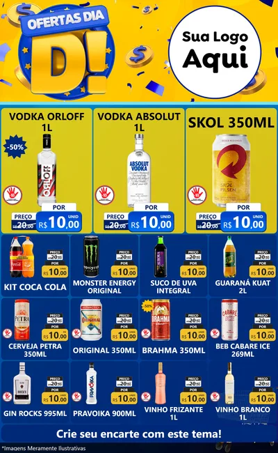 Modelo de Encarte para Encarte Grande com o tema Ofertas Dia D para Distribuidora de bebidas