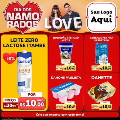 Modelo de Rede Social para Feed Facebook com o tema Dia dos Namorados para Frios e Laticínios