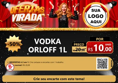 Modelo de Cartaz para Cartaz A4 Horizontal com o tema Ofertas da Virada para Distribuidora de bebidas