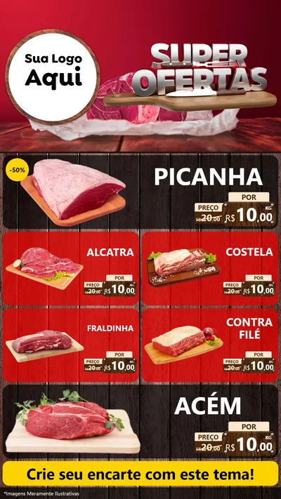 Modelo de TV para TV Vertical com o tema Super Ofertas - Açougue para Açougue