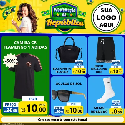 Modelo de Rede Social para Feed Facebook com o tema Proclamação da República para Roupas e acessórios