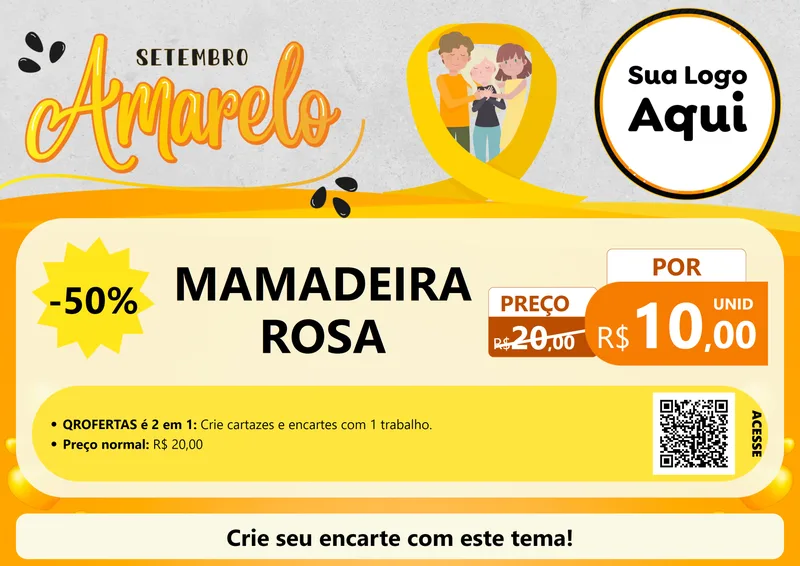 Modelo de Cartaz para Cartaz A4 Horizontal com o tema Setembro Amarelo para Bebês