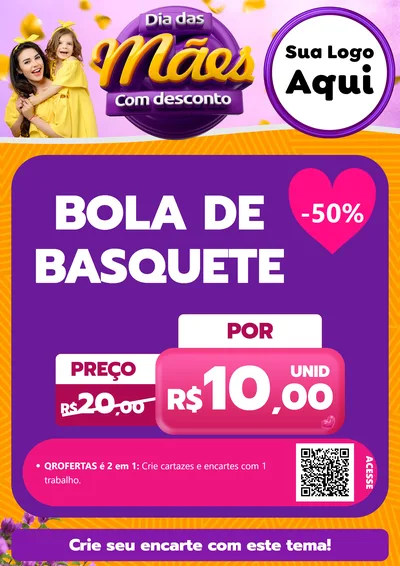 Modelo de Cartaz para Cartaz A4 Vertical com o tema Dia das Mães com Desconto para Artigos Esportivos