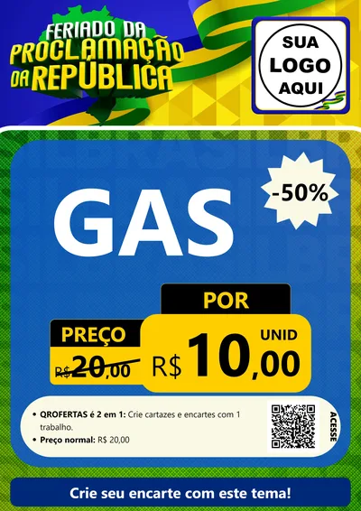 Modelo de Cartaz para Cartaz A4 Vertical com o tema Feriado da Proclamação da República para Água e gás