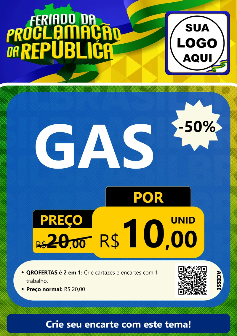 Modelo de Cartaz para Cartaz A4 Vertical com o tema Feriado da Proclamação da República para Água e gás