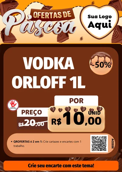 Modelo de Cartaz para Cartaz A4 Vertical com o tema Ofertas de Páscoa para Distribuidora de bebidas