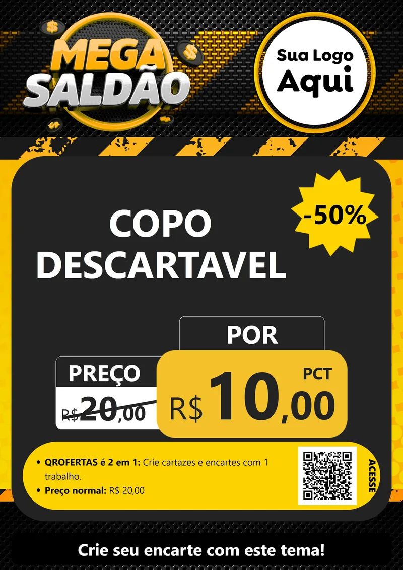 Modelo de Cartaz para Cartaz A4 Vertical com o tema Mega Saldão para Embalagens