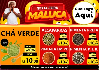 Modelo de Encarte para Encarte A4 Horizontal com o tema Sexta-feira Maluca para Produtos Naturais