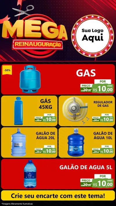 Modelo de TV para TV Vertical com o tema Mega Reinauguração para Água e gás